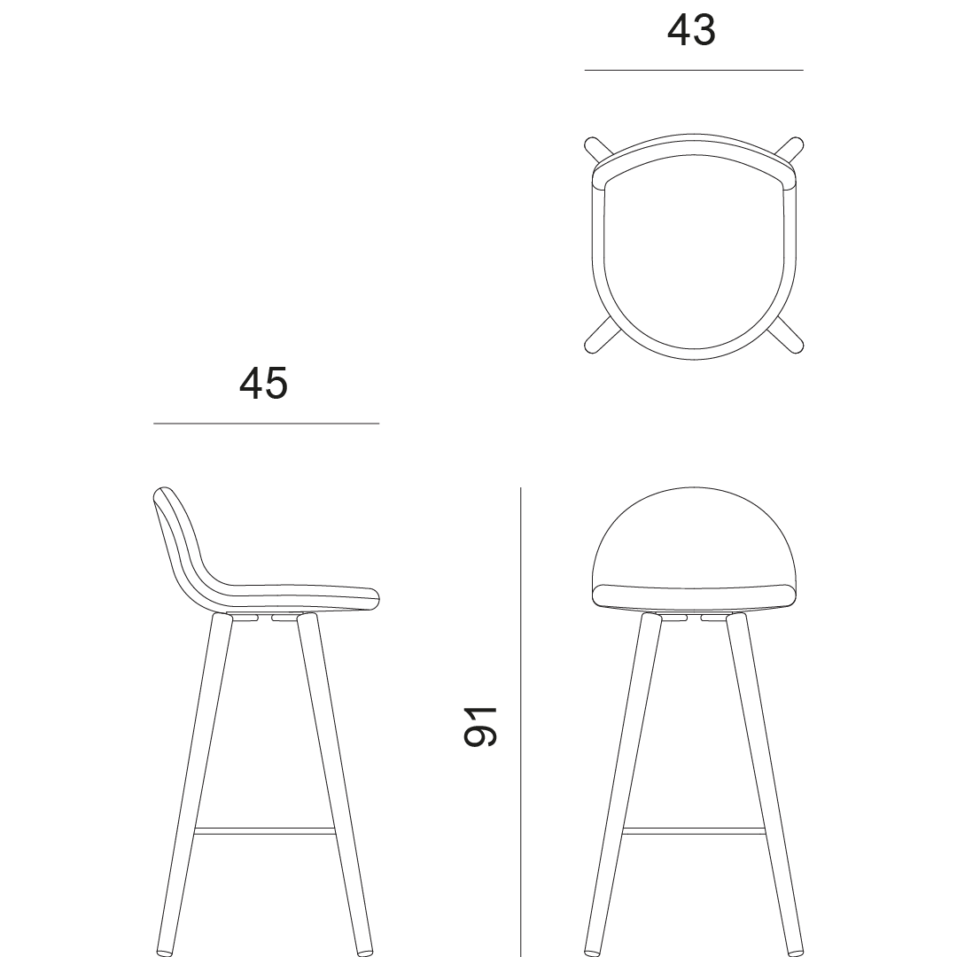 disegno tecnico sgabello ted