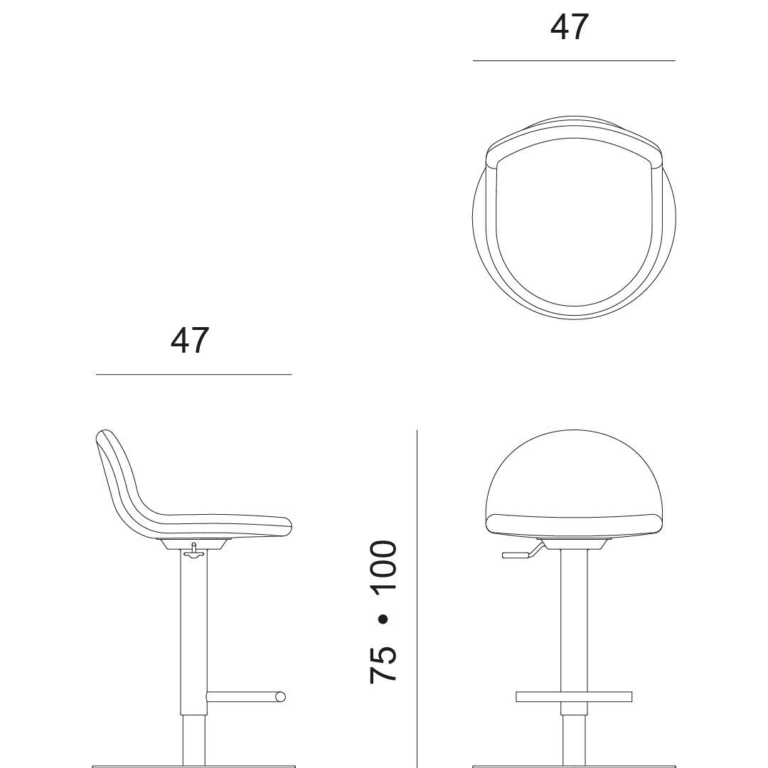 disegno tecnico sgabello ted