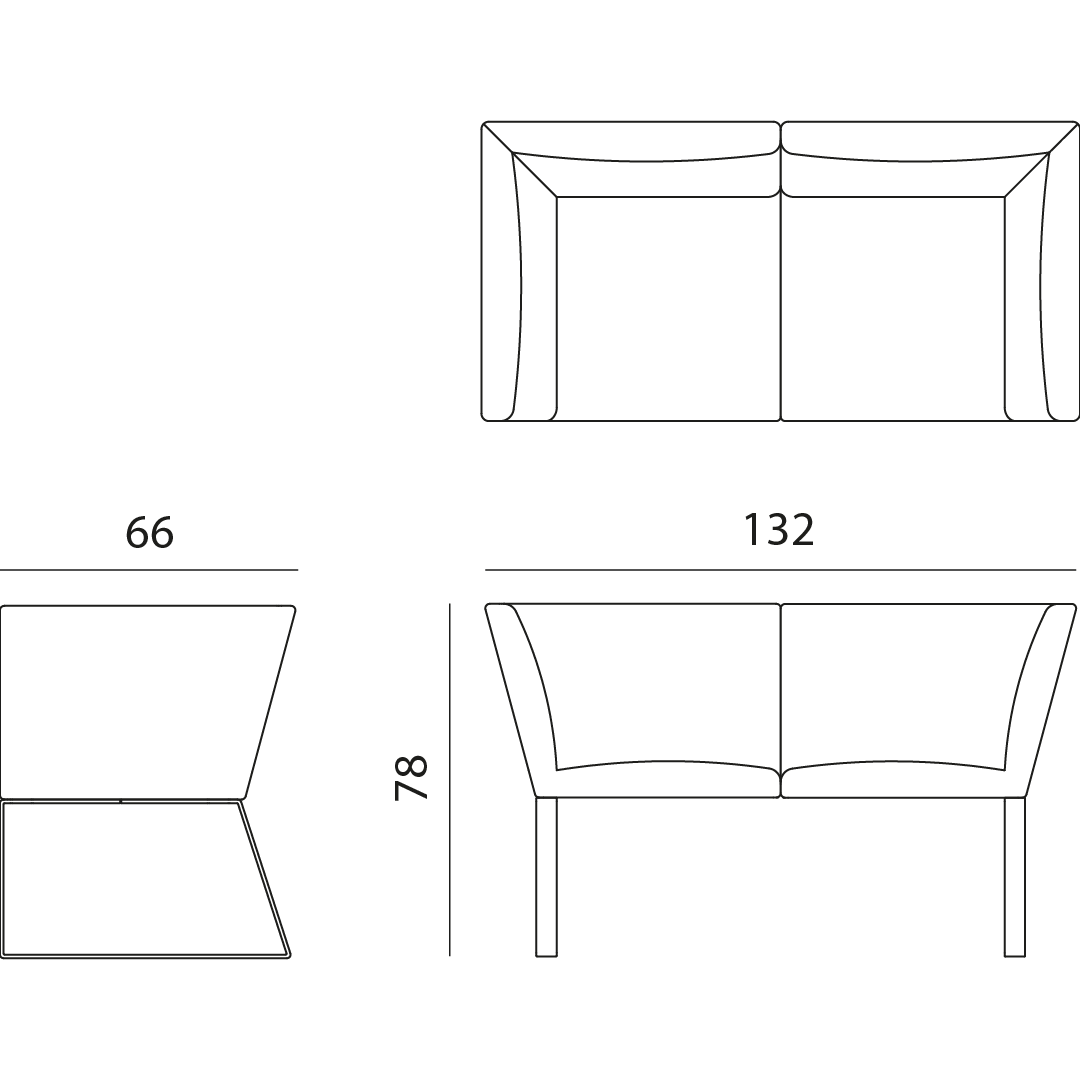 disegno tecnico divano contract george air 2 posti